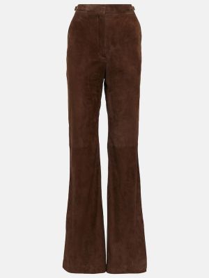 Pantaloni cu talie înaltă din piele de căprioară Gabriela Hearst maro