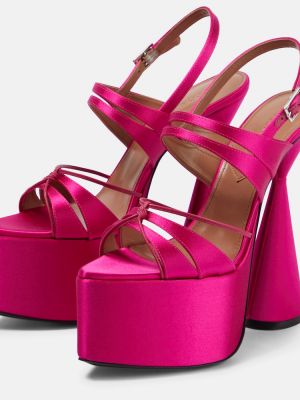 Saténové sandály na platformě D'accori růžové