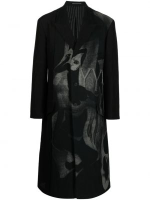 Карирано палто с принт Yohji Yamamoto черно