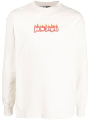 Bluza dresowa bawełniane z nadrukiem Palm Angels - biały