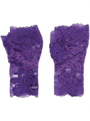 Ръкавици с дантела Versace виолетово