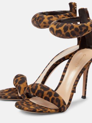 Usnjene sandali s potiskom z leopardjim vzorcem Gianvito Rossi