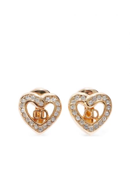 Boucles d'oreilles à clips plaquées or de motif coeur Christian Dior Pre-owned doré