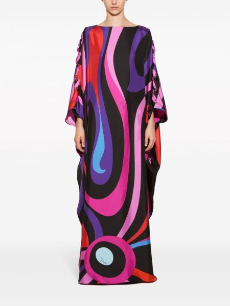 Hedvábné šaty s potiskem Pucci fialové
