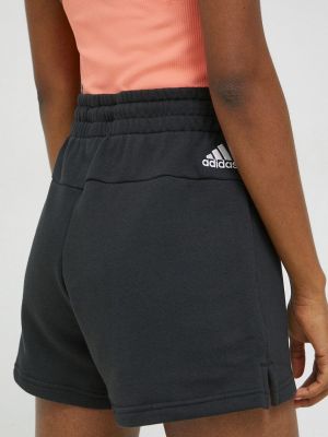 Pantaloni cu talie înaltă din bumbac Adidas negru