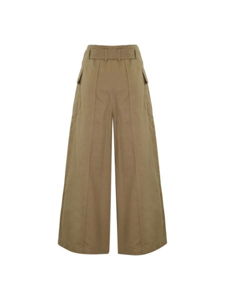 Pantalones de lino de algodón Max Mara Weekend beige