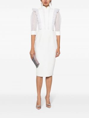 Sukienka midi tiulowa z krepy Saiid Kobeisy biała