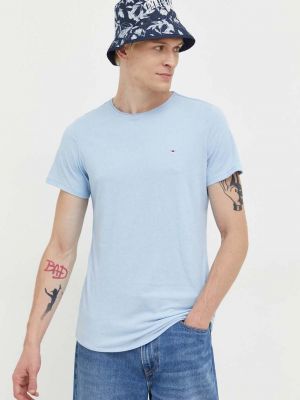 Меланж тениска с дълъг ръкав с принт Tommy Jeans синьо
