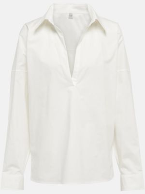 Памучна блуза с v-образно деколте Toteme бяло