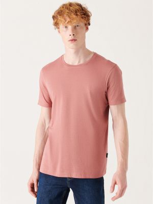 Pamučna polo majica slim fit Avva ružičasta