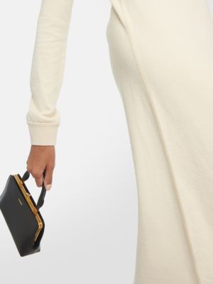 Pamučna vunena midi haljina Jil Sander bijela