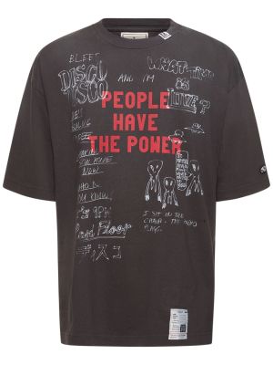 Bavlnené obnosené tričko s potlačou Mihara Yasuhiro čierna