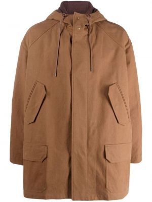 Płaszcz z kapturem Auralee brązowy