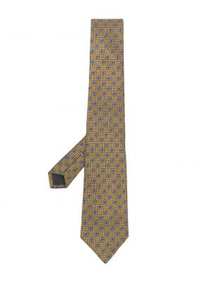 Копринена вратовръзка бродирана Canali жълто