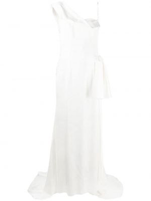 Асиметрична вечерна рокля с драперии Parlor бяло