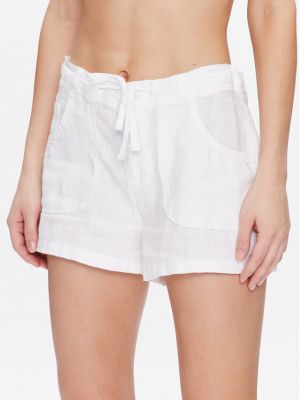Lanene uske kratke hlače s džepovima Bdg Urban Outfitters bijela
