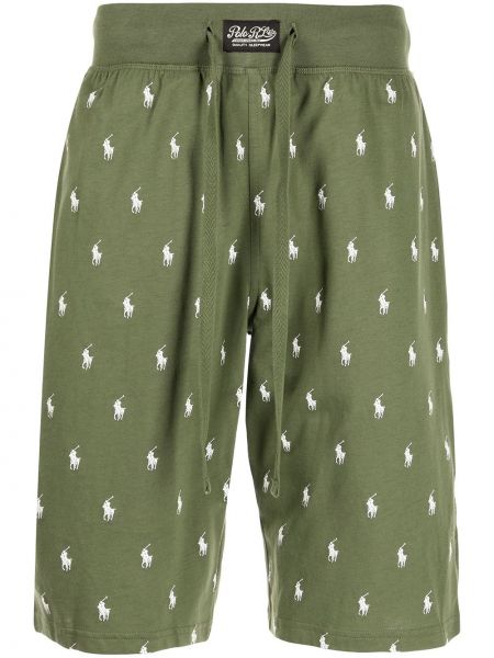 Pantalones cortos deportivos con bordado con bordado con botones Polo Ralph Lauren verde
