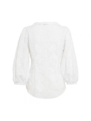 Geblümt bluse mit stickerei Himon's weiß
