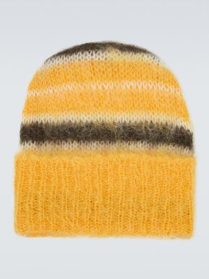 Mohérová pruhovaná čiapka Marni žltá