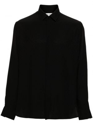 Svilena srajca iz žakarda Saint Laurent črna