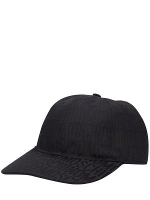 Nylonowa czapka z daszkiem żakardowa Moschino czarna