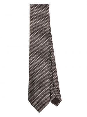 Csíkos selyem nyakkendő Tom Ford barna