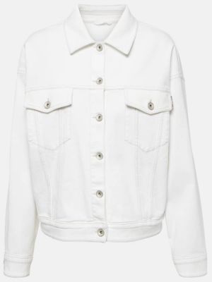 Giacca di jeans di cotone Brunello Cucinelli bianco