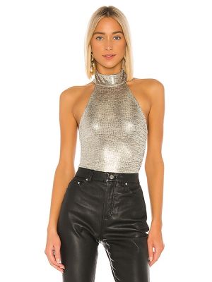 House of Harlow 1960 x REVOLVE Shae Bodysuit in Metallic Silver. Size XS.
