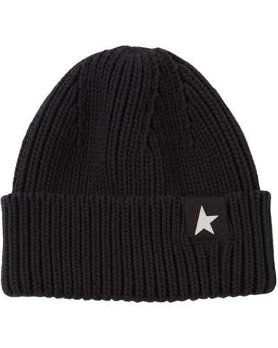 Vilnonis kepurė su žvaigždės raštu Golden Goose juoda