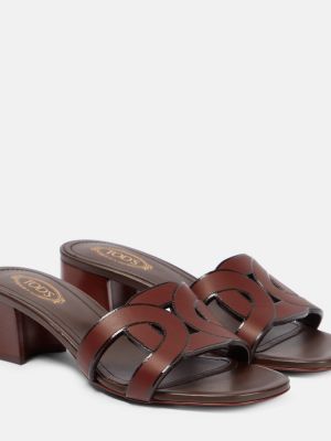 Papuci tip mules din piele Tod's maro