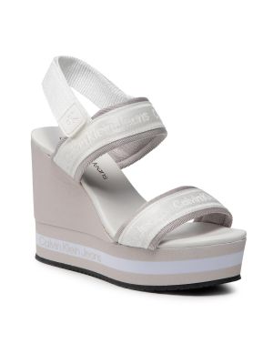 Sandales à talons compensés à talons compensés Calvin Klein Jeans blanc