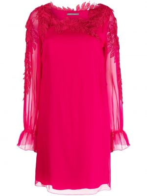 Svilena mini obleka Alberta Ferretti roza