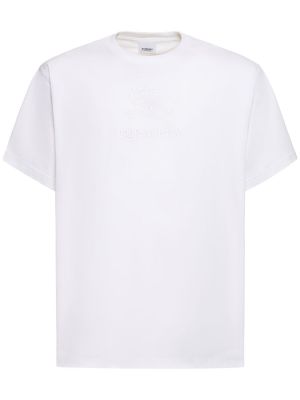 T-shirt ricamato di cotone Burberry bianco