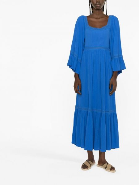 Haftowana sukienka midi bawełniana See By Chloe niebieska