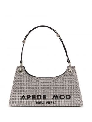 Křišťálová kožená kabelka Apede Mod stříbrná