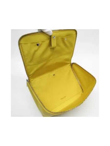 Bolso clutch de cuero Bottega Veneta Vintage amarillo