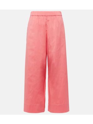 Bavlněné kalhoty relaxed fit Max Mara růžové