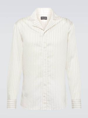 T-shirt manches longues en lyocell à motif mélangé Giorgio Armani blanc