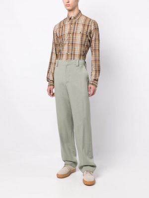 Pledinė medvilninė marškiniai su užtrauktuku Polo Ralph Lauren ruda