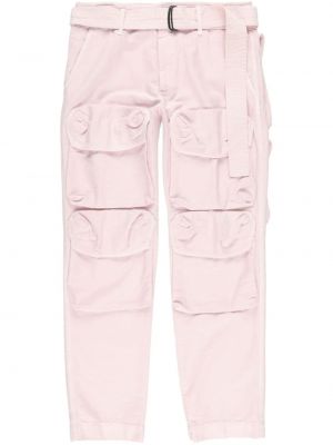 Βαμβακερό παντελόνι cargo Dries Van Noten ροζ