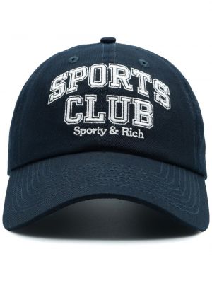 Medvilninis siuvinėtas kepurė su snapeliu Sporty & Rich mėlyna