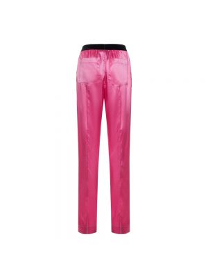 Jedwabne proste spodnie Tom Ford różowe
