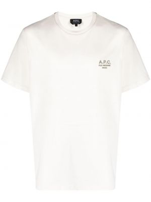 Bombažna majica z vezenjem A.p.c. bež