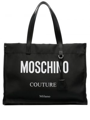 Шопинг чанта с принт Moschino черно