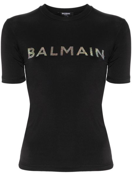 Křišťálové tričko Balmain černé