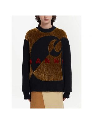 Suéter con bordado de cuello redondo Marni negro