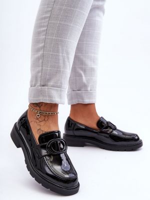Pantofi loafer cu platformă de lac Kesi negru