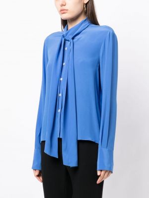 Jedwabna bluzka z kokardką Stella Mccartney niebieska