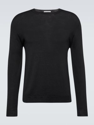 Jedwabny sweter wełniany z kaszmiru Lardini czarny