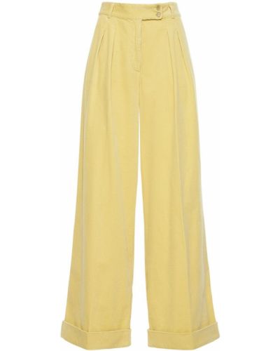 Bavlněné manšestrové kalhoty relaxed fit Aspesi žluté